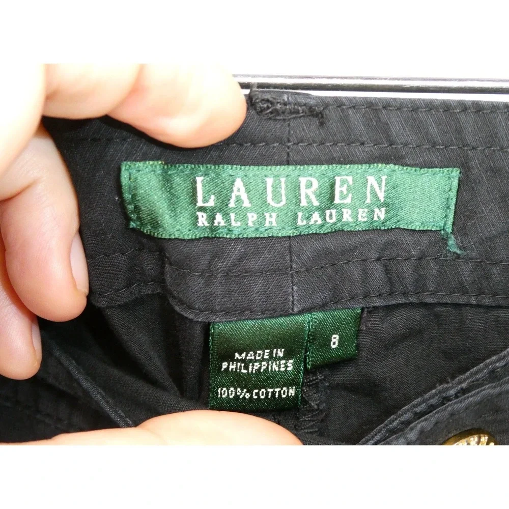 Lauren Ralph Lauren Cargo Pants Womens Size 8 Black Cropped Casual - Picture 2 of 13